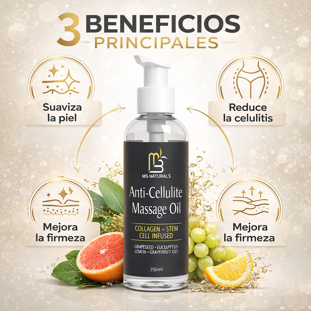 M3 Naturals CELULITIS OIL: Reafirma, Hidrata y Tonifica
